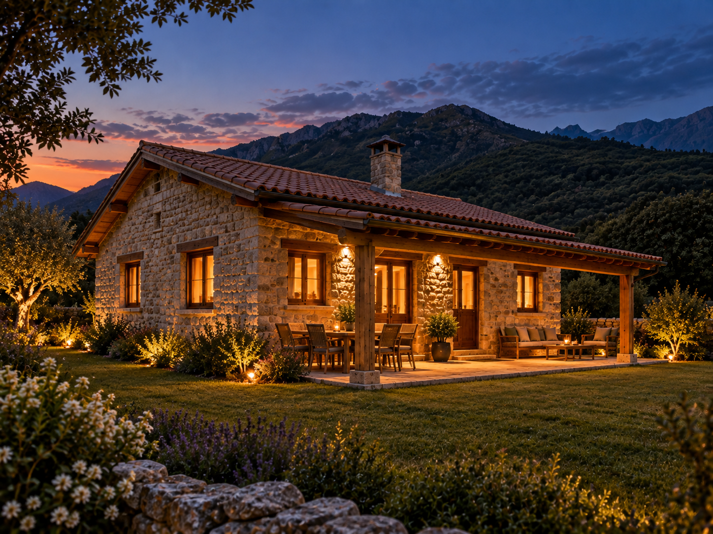 Exterior anochecer