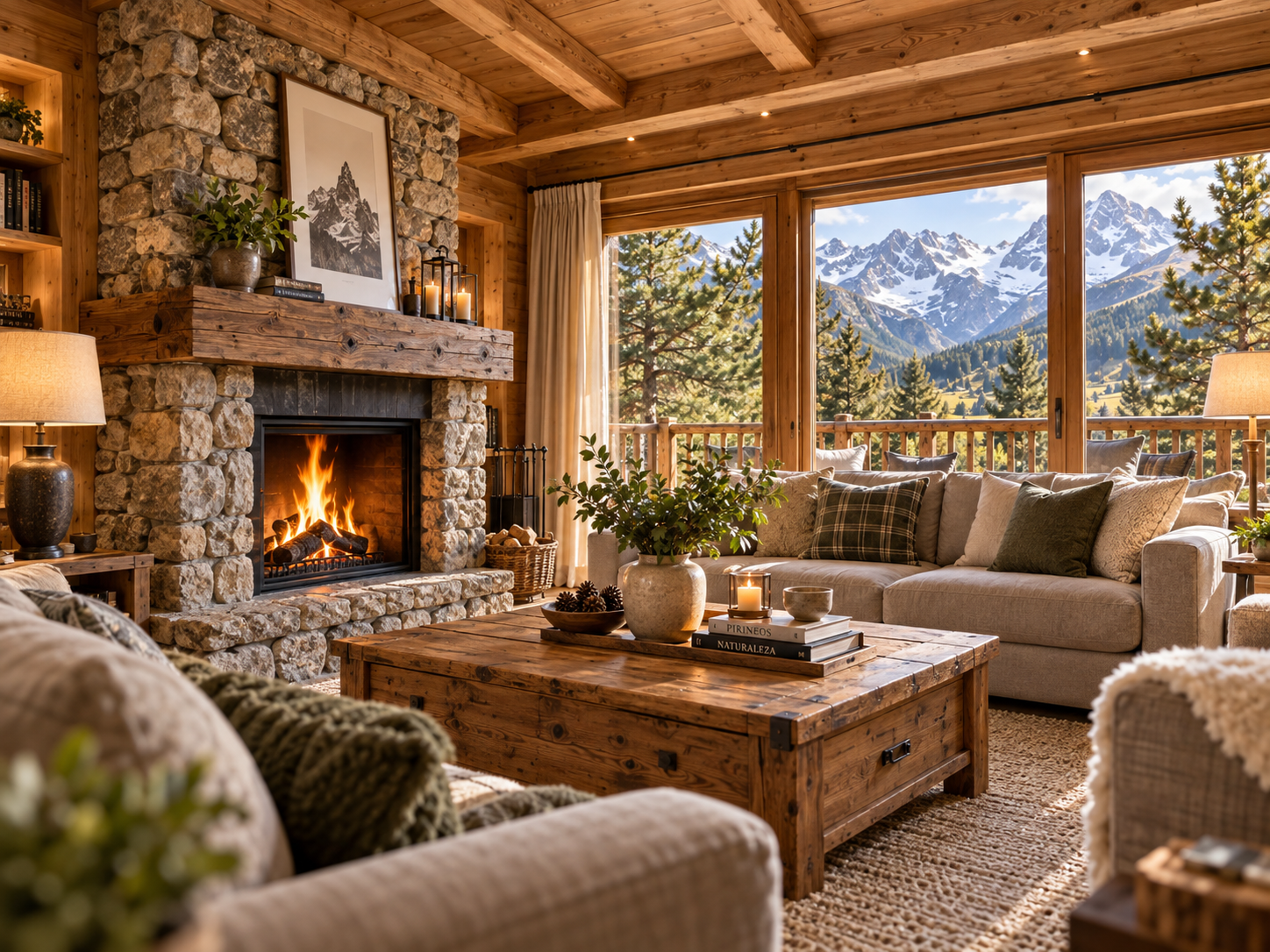 Salón con chimenea